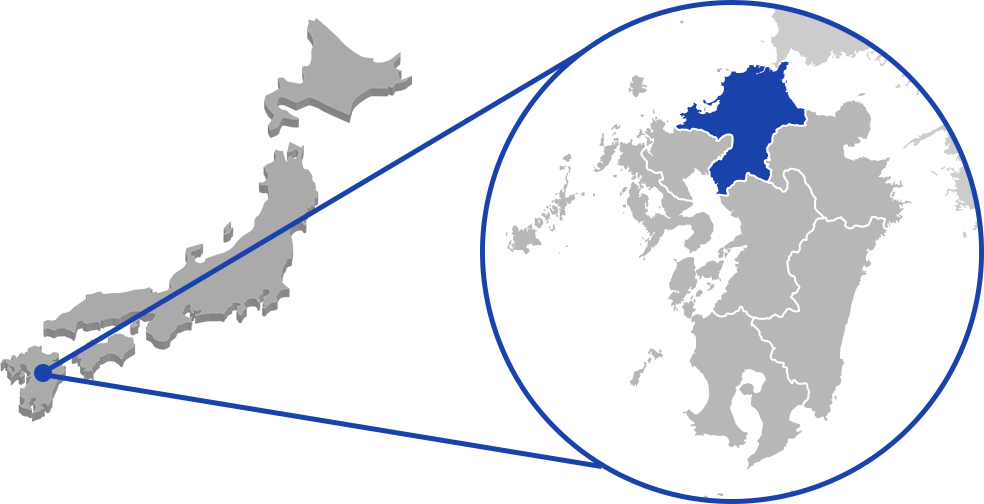 福岡周辺が拡大された日本地図