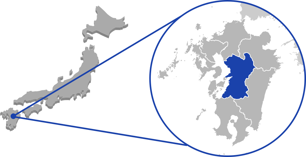熊本周辺が拡大された日本地図