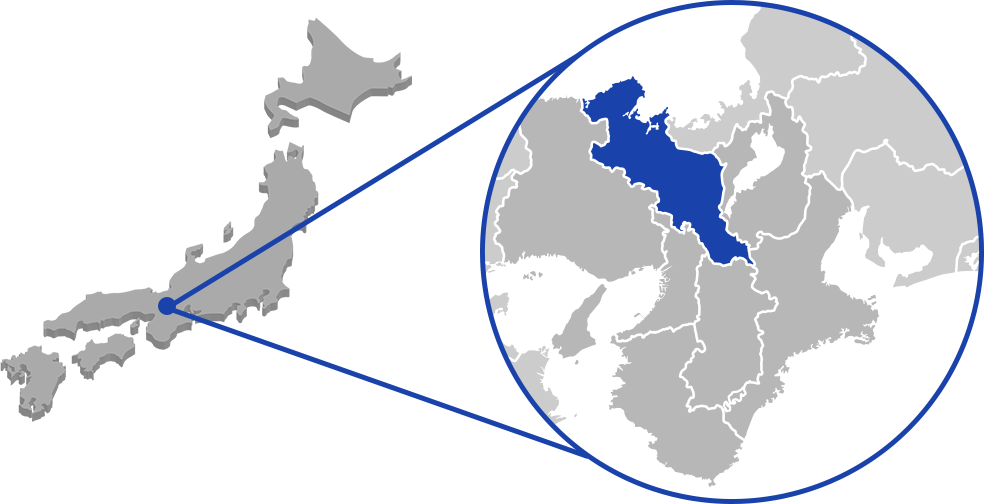 京都周辺が拡大された日本地図