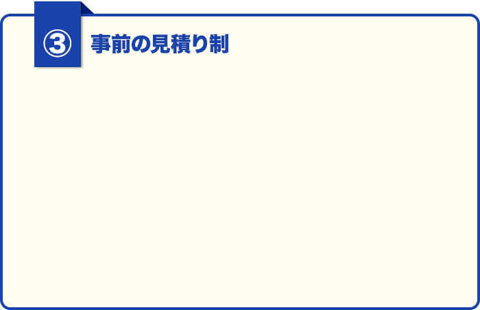 ①事前の見積もり制