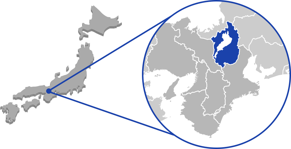 滋賀周辺が拡大された日本地図