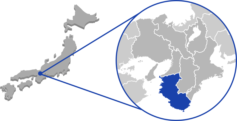 和歌山周辺が拡大された日本地図