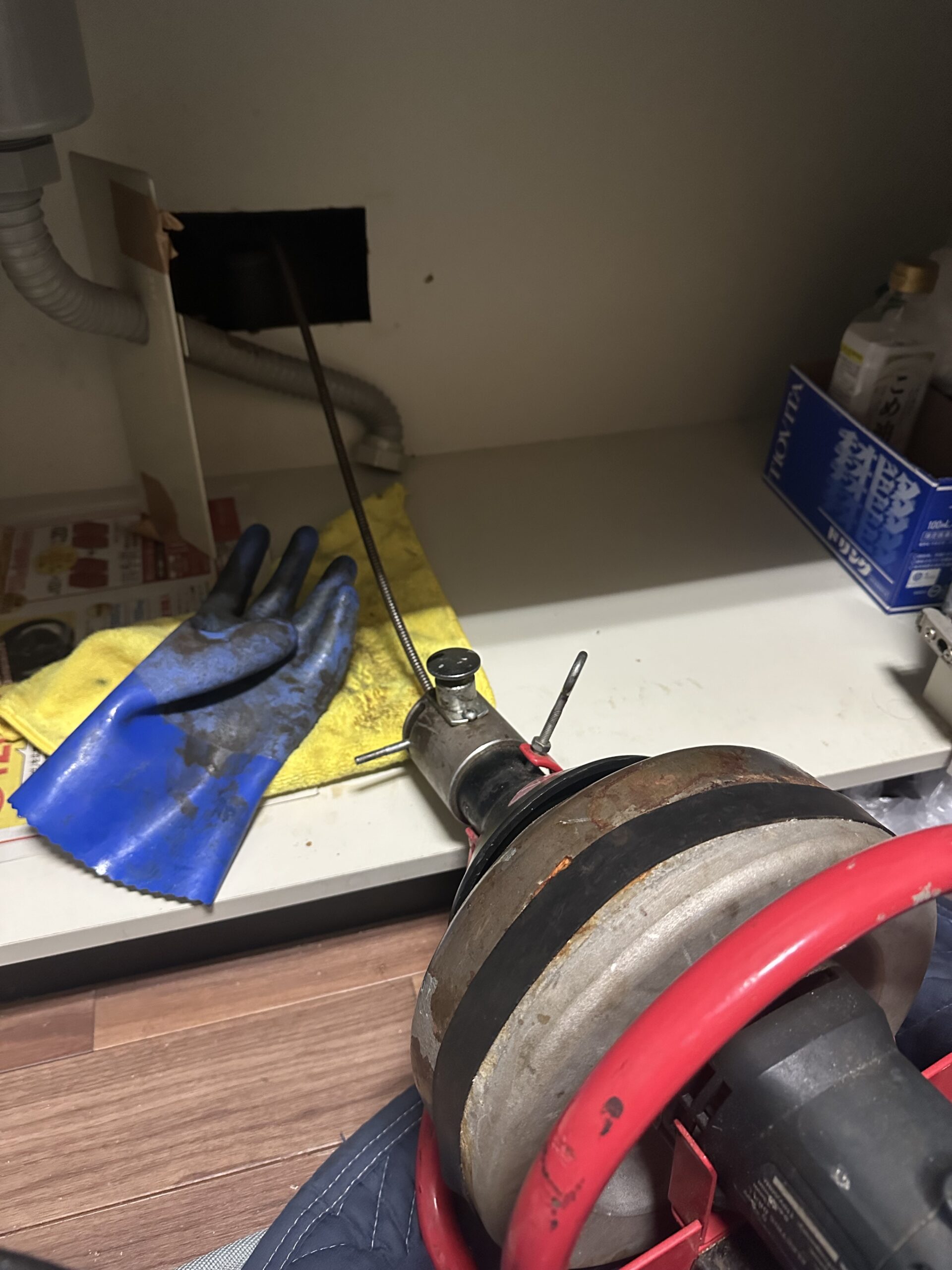 【大阪府大阪市鶴見区今津南】電動トーラー通管作業、排水ホース交換